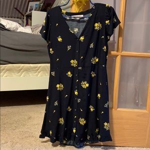 Loft Navy blue and yellow floral dress